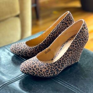 RSVP animal print wedge heels